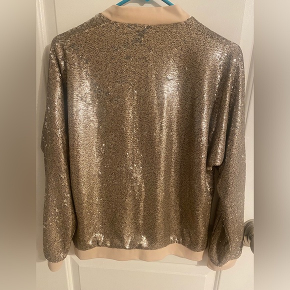New with tags Dolce Cabo Gold Sequin Bomber Jacket size S - Picture 4 of 6